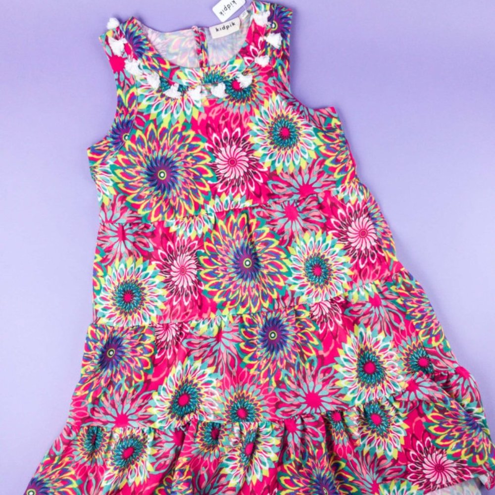 NWOT Kidpik Medallion Floral Tiered Dress